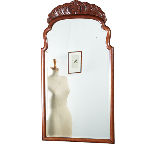 Grote Hoge Soester spiegel met facet en gestoken kroontje ca 1890 (No.290809) - 1,11 m Hoog.