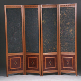 4-slags kamerscherm met sterrehemel en inlegwerk onderpanelen  beide kanten identiek  (No.330325)