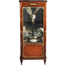 Antieke kast / Louis seize stijl vintrinekast ca. 1910 met veel brons en inlegwerk (No.421358)