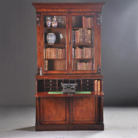 Antieke kast / boekenkast /servieskast met secretaire-lade (No.941011)