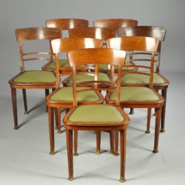 Antieke stoelen / stel van 8 art deo stoelen / eetkamerstoelen art deco Portois und Fix ca. 1900 (No.781461)
