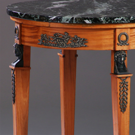 Kersenhouten Empire stijl bijzettafel met groen marmer Verde Alpi ca 1920 (No.211755)