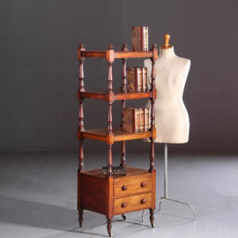 Antieke bijzettafels / Zeer hoge Victoriaanse library stand / "what not" / etagere 1870 mahonie  (No.611565)