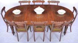 Antieke tafel / Engelse eikenhouten wind out table met 2 inlegbladen ca. 1875 authentieke slinger (No.532505)