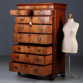 Antieke ladenkasten / Chest on Chest / Tallboy ca. 1790 in mahonie met geheim compartiment  (No.820312)