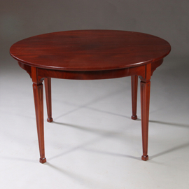 Hollandse smalle coulissentafel Louis Seize ca 1800 in mahonie op tapse poten (No.922850)