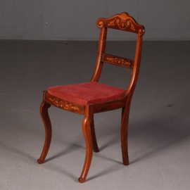 Antieke stoelen / Stel van 4 prachtig ingelegde Palissander Eetkamerstoelen ca. 1880 Engeland. (No.540342)