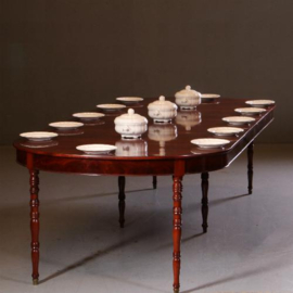 Antieke tafel / Franse  coulissentafel in smetteloos mahonie ca. 1880 voor 12 personen (No.MMTN05)