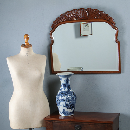 Brede Soester spiegel met facet en gestoken kroontje ca 1890 (No.290808) - 0.67 m Hoog.