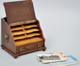 Antieke bureau accesoires / Brievenkabinetje / Postkastje eikenhout Hollands 1890 (No.474046)