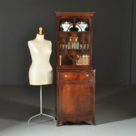 Antieke kast / Engelse boekenkast  / servieskast donker mahonie ca. 1920 ondiepere bovenkast (No.522353)