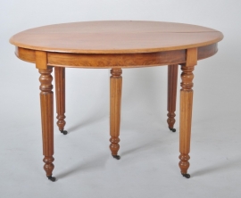 Antieke tafel / coulissentafel notnehout ca. 1880 met 2 inlegbladen (No.84156)