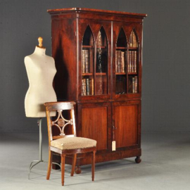 Antieke kast / Franse mahonie Louis Phillippe boekenkast / servieskast ca. 1840 (No.111957)