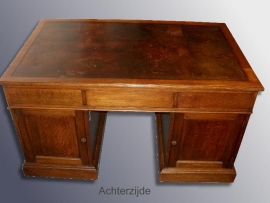 Antieke Bureaus / Engels partnersdesk met mooi oud leer ca. 1860. (No.78228)