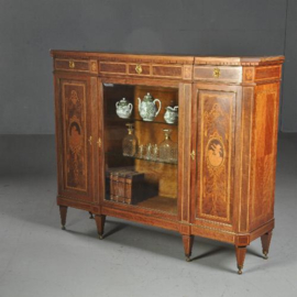 Antieke kast / Rijk ingelegde Hollandse vitrine in notenhouten "Credenza" ca. 1890 gesigneerd Mutters (No.470743)