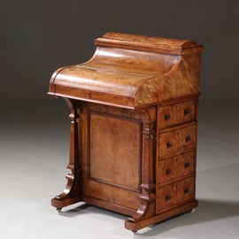 Blond wortelnoten Davenport secretaire met geheime Harlequin of pop-up postvakjes ca 1845 (No.982255)