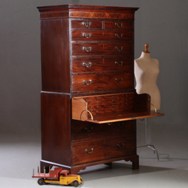 Antieke ladenkasten / Chest on Chest / Tallboy ca. 1790 in mahonie met bureau (No.910661)