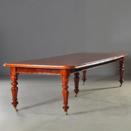 Antieke tafel / Lange rechthoekige  Engelse coulissentafel ca. 1880 mahonie  3,25 m. lang (No.182957)