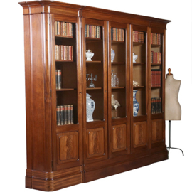Allemachtig grote bibliotheekkast met 5 deuren ruim 3 meter breed ca 1925 (No.212810)