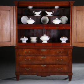 Antieke kast / Hollands neoclassicistisch mahonie / bloemmahonie kabinet (No.551813)