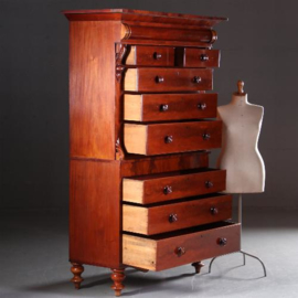 Antieke kast / Zeer hoge ladenkast 2,2 m hg / chest on chest / tallboy ca. 1850 mahonie (No.542446)