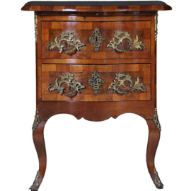 Kleine Dresdener Barok commode ca 1860 in noten met wortelnoten en uittrekbaar blad (No.400940)