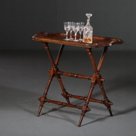 Antieke butlertray op inklapbaar onderstel ca. 1875 faux bois  (No.762415)