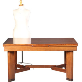 Antieke tafel / 2,5m lange Art Deco / Haagse School  uittrektafel tot 10 personen (No.723049)