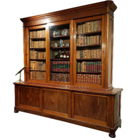 Antieke kast / Monumentale boekenkast 3 meter breed met 6 schuifdeuren ca. 1850 mahonie (No.340230)