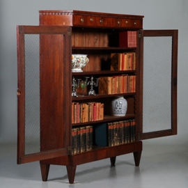 Louis Seize 2-deurs boekenkast Hollands ca 1790 met gaas en verstelbare planken (No.461510)