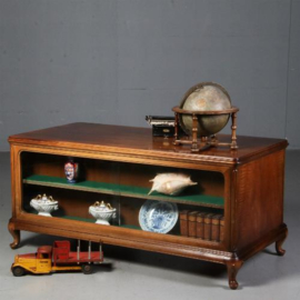 Antiek bureau / Bureau met vitrine of boekenkast ca. 1915 notenhout (No.630955)