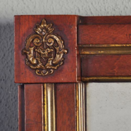 Antieke spiegels / Franse mahonie spiegel ca. 1850 met bronzen hoekornamenten (No.801655)