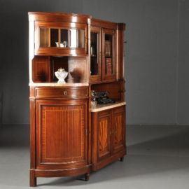 Antieke kast / UItbundig mahonie ca. 1880 buffet met kwartronde zijde (No.481846)