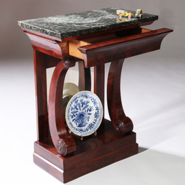 Klein vroeg Biedermeier trumeau of wandtafel met lade en spiegel Hollands ca 1815 (No.971730)