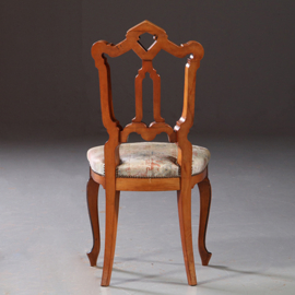 Antieke eetkamerstoelen / Stel van 4 Horrix Stoelen noten met zwart ca 1875 incl stoffering naar keus (No.862490)