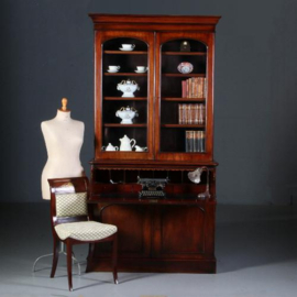 Antieke kast / Engelse boekenkast / servieskast met schrijflade ca. 1880 (No.693043)