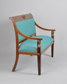 Antieke banken / Mahonie met brons bankje ca. 1875 Empire (No.86563)