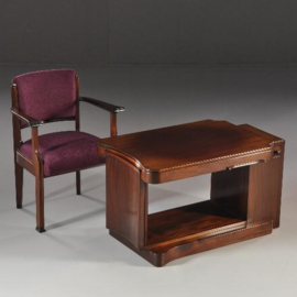Antieke bureaus / Art Deco kamer 4-delig; bureau, boekenkast, salontafel, bureaustoel Jansen & Zn Amsterdam (No.960528)