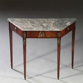 Wandtafel eind 18e eeuw  mahonie brons  grijs geaderd marmer blad   (No.951420)
