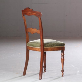 Antieke stoelen / Stel van 8 eetkamerstoelen w.v. 2 met armleuningen  ca. 1830 met nieuwe bekleding naar wens.  (No.610956)