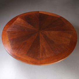 Reusachtige ronde vergadertafel of eetkamertafel 210 cm diameter voor zeker 10 personen art deco ca 1915 (No.992610)