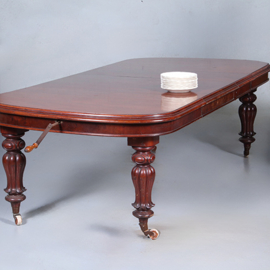 Massief mahonie eetkamertafel met slinger en inlegbladen Victoriaans ca 1860 (No.440550)