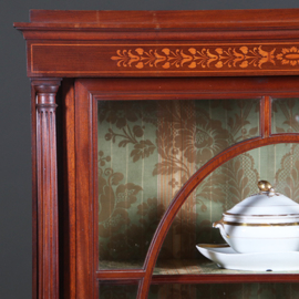 Franse Vitrine met lade en gesloten deurtje prachtig ingelegd verstelbare planken ca. 1875 (No.270110)
