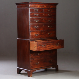 Antieke ladenkasten / Chest on Chest / Tallboy ca. 1790 in mahonie met bureau (No.910661)