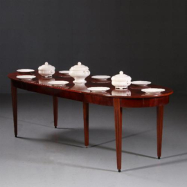 Antieke tafels / Zeer smalle coulissetafel Hollands ca. 1800 met 2 bladen max 2,19m. ca 8 personen  (No.692455)
