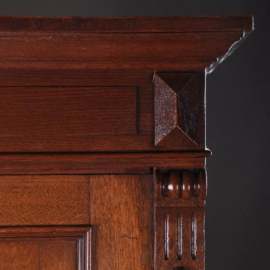 Antieke kast / Strakke Hollandse twee-deurskast ca. 1890 met verstelbare planken (No.950459)