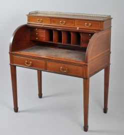 Antieke bureaus / Engels mahonie cilinderbureau "Warings" London ca. 1905 (No.78335)