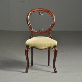 Antieke stoelen / Stel van 4 zeer fijn gestoken Victoriaanse stoelen ca. 1870 in lichte rib-velours (No.440312)