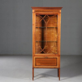 Antieke kast / Vitrinekast met deur en klep bekleed interieur ca. 1900 (no.732513)