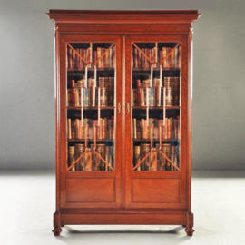 Antieke kast / Hollandse mahoniehouten boekenkast / servieskast ca. 1860 bijzonder fijne kwaliteit meubelmakerswerk (No.170354)